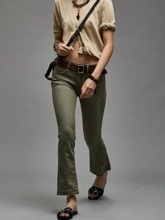 R13 Denim - R13 kick fit olive green stretch 26 made in Italy